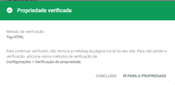 Mensagem de Propriedade Verificada com Sucesso