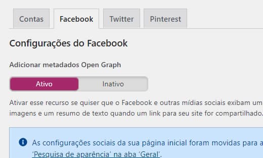 Adicionar metadados Open Graph Facebook
