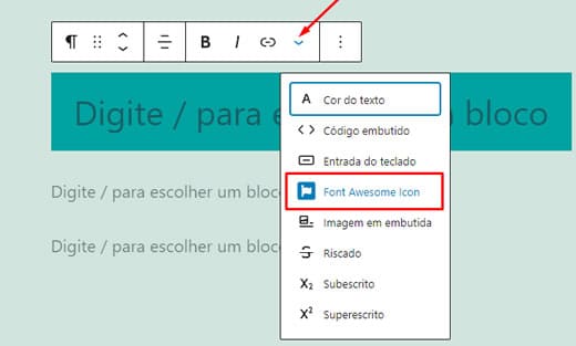 Acesso a Biblioteca de Ícones do Font Awesome no Editor Gutenberg