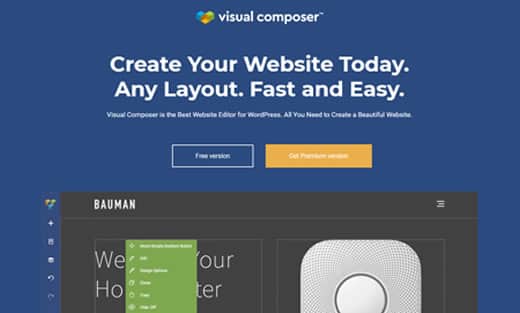 Construtor de Página Visual Composer