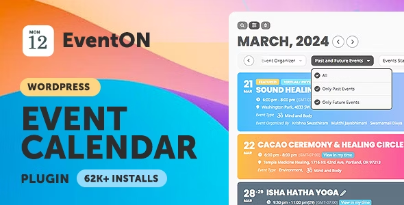 EventON - Plugin de calendário de eventos virtuais do WordPress