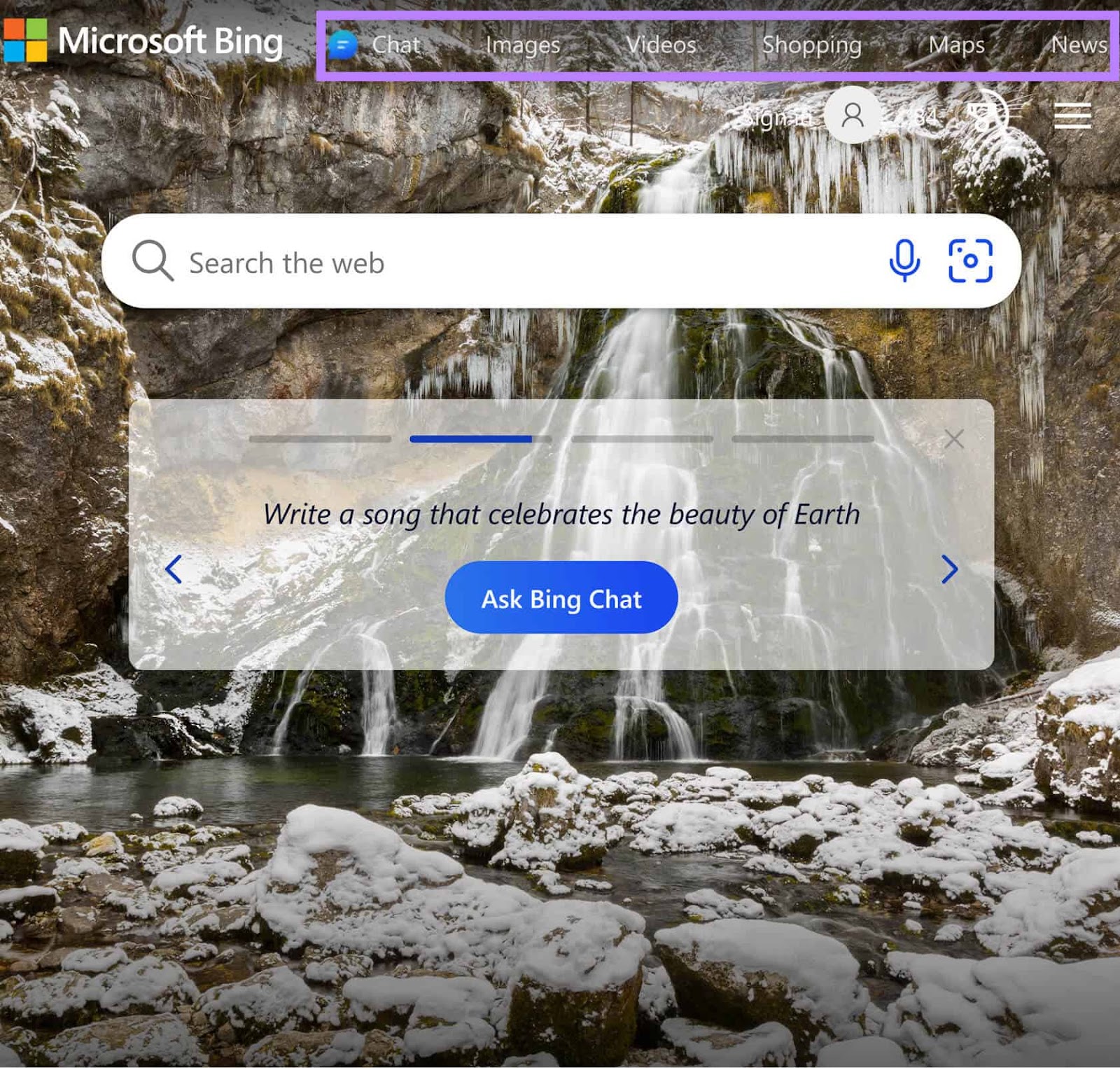 Explorando as funcionalidades de busca do Bing