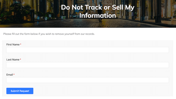 An example of a'do not sell' form