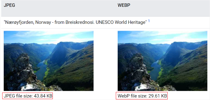 JPEG vs WebP