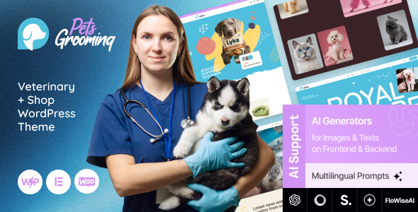 Pets Grooming - Veterinary Shop Elementor WordPress Theme - tema WordPress