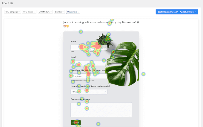 UserFeedback's heatmaps
