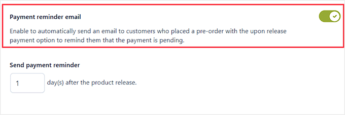 Activate payment reminder email in YITH