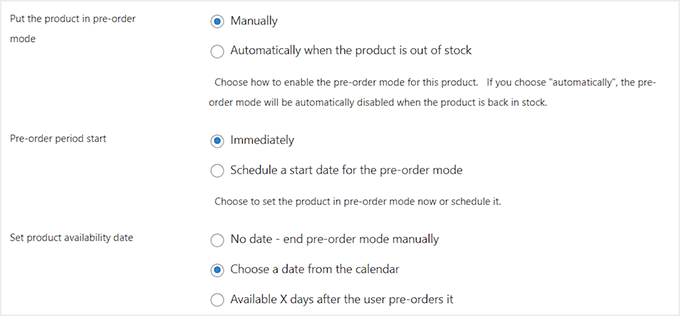 Configure pre-order availability and schedule in YITH