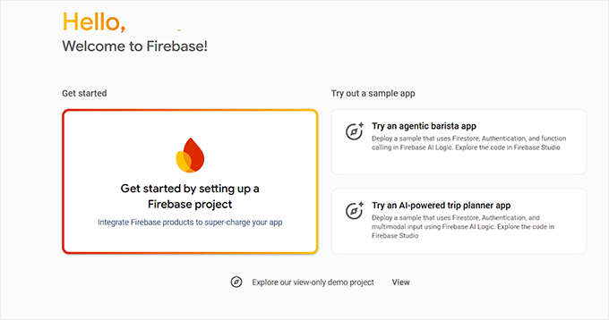 Create a project in Firebase console