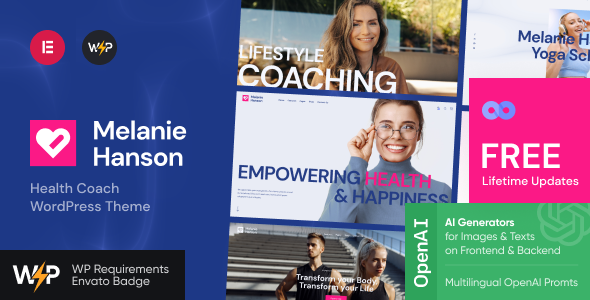 Melanie Hanson - Life & Health Coach WordPress Theme + Store - tema WordPress