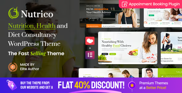 Nutrico - Nutrition Health Services WordPress Theme + Appointment Booking - tema WordPress