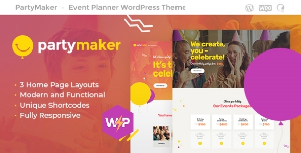 PartyMaker | Event Planner & Wedding Agency WordPress Theme - tema WordPress
