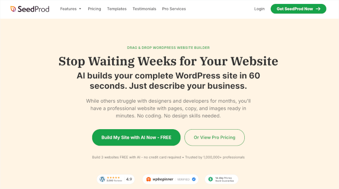 SeedProd's homepage