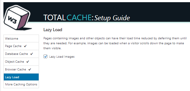 O W3 Total Cache usa JavaScript para adicionar lazy loading para imagens